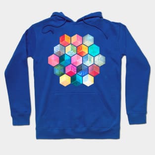 Crystal Bohemian Honeycomb Cubes - colorful hexagon pattern Hoodie